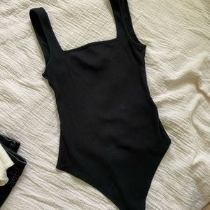 Topshop Ribbed Square Neck bodysuit